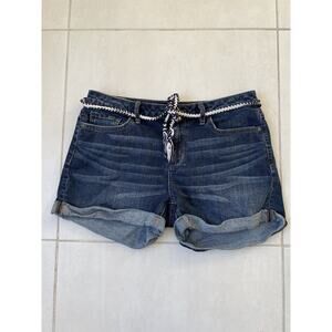 LC Lauren Conrad Belted Jean Shorts Cuffed Stretch Denim